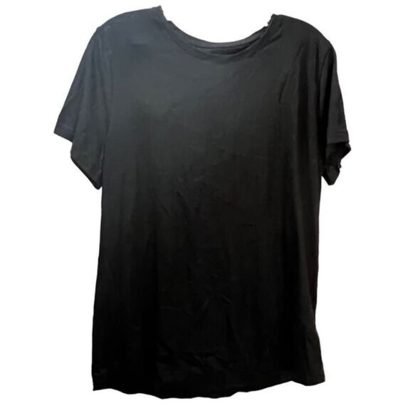 NEW Black Womens T-Shirt Short‎ Sleeve Crew Neck XL - Picture 1 of 4